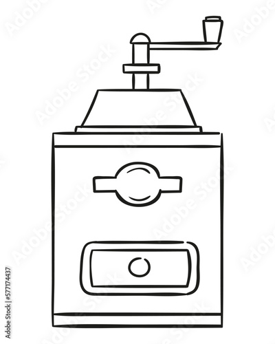 Coffee grinder. Hand drawn vector illustration