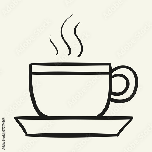 Pot with coffee or tea. Hand drawn vector illustration