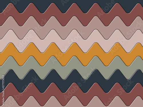 Digital abstract illustration of stylized waves in boho colors. Suitable for poster, presentation, textile