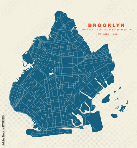 Brooklyn New York Map vector poster flyer
