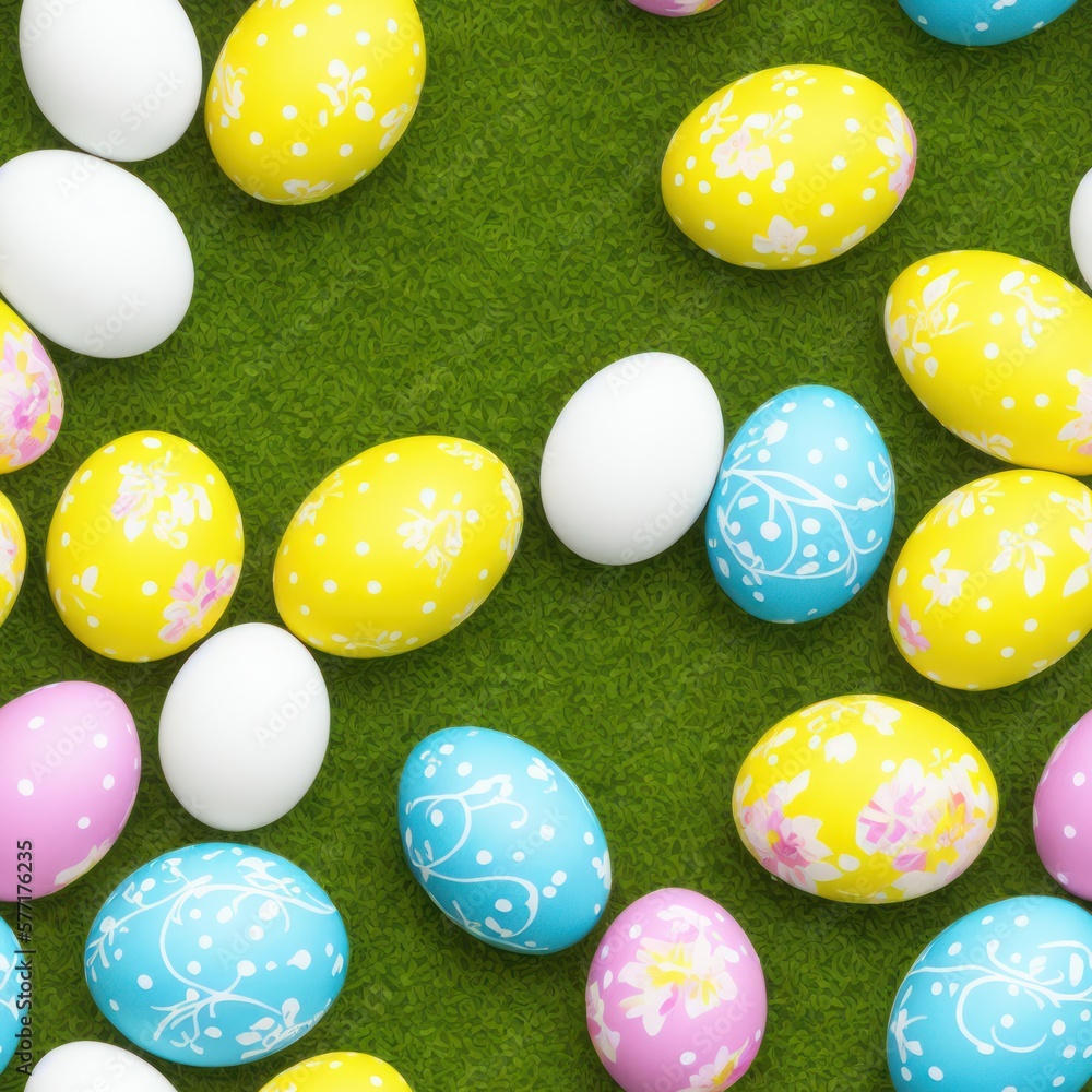 Easter eggs background in pale colors, generative ai