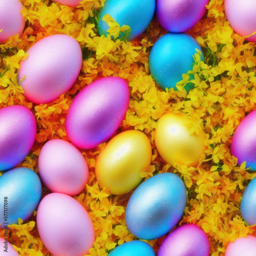 Easter eggs background in pale colors, generative ai