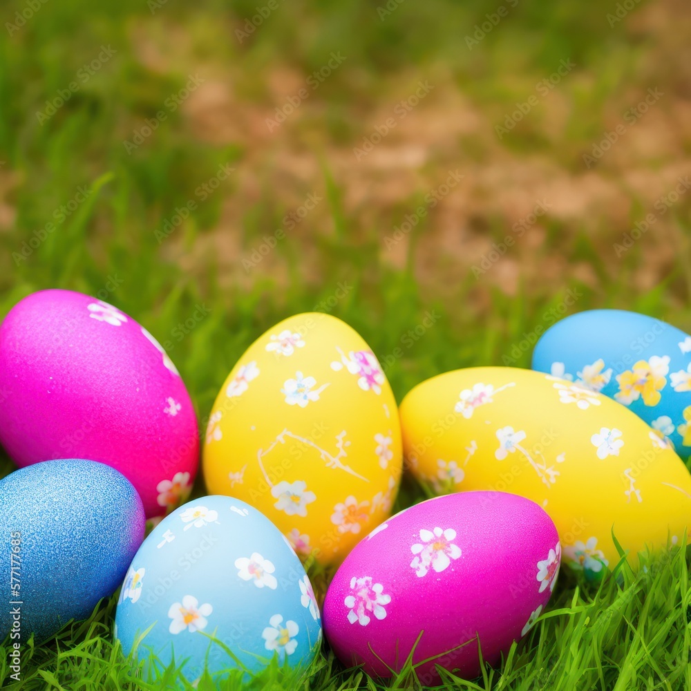 Easter eggs background in pale colors, generative ai Easter eggs background in pale colors, generative ai