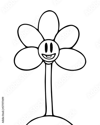 Smiley flower with stem outline