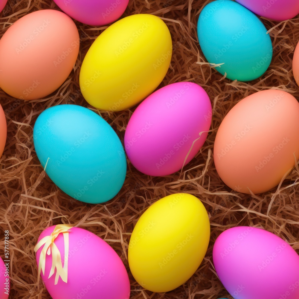 Easter eggs background in pale colors, generative ai Easter eggs background in pale colors, generative ai