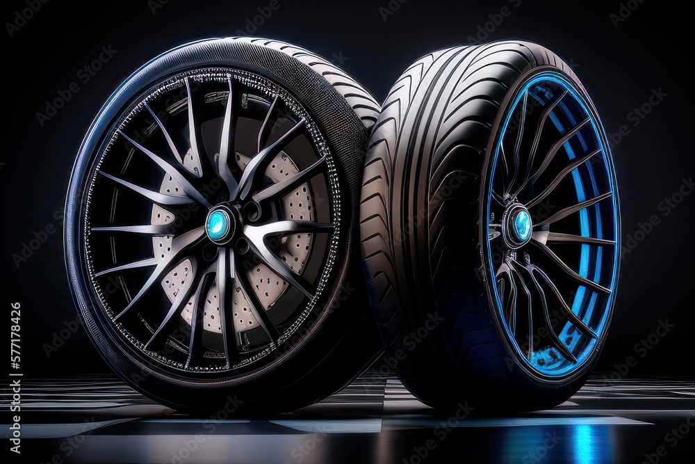 car wheel with tire and awesome background Generative AI Art Illustration