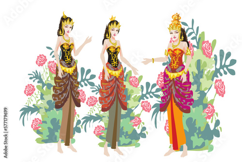 Javanese Indonesian Queen and princess Vector