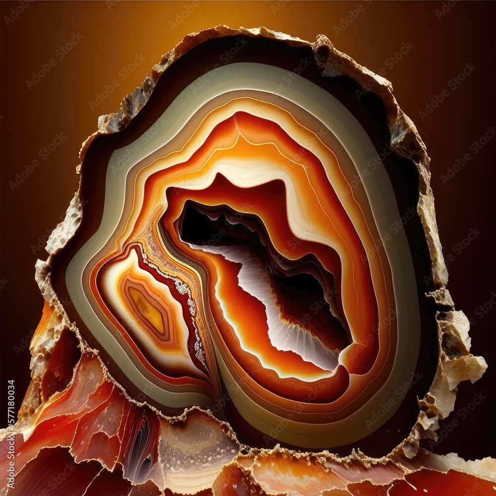 Fototapeta premium Agate Cut Texture Background, Gem Slice, Crystal Mineral Pattern, Textured Agate, Abstract Generative Ai Illustration