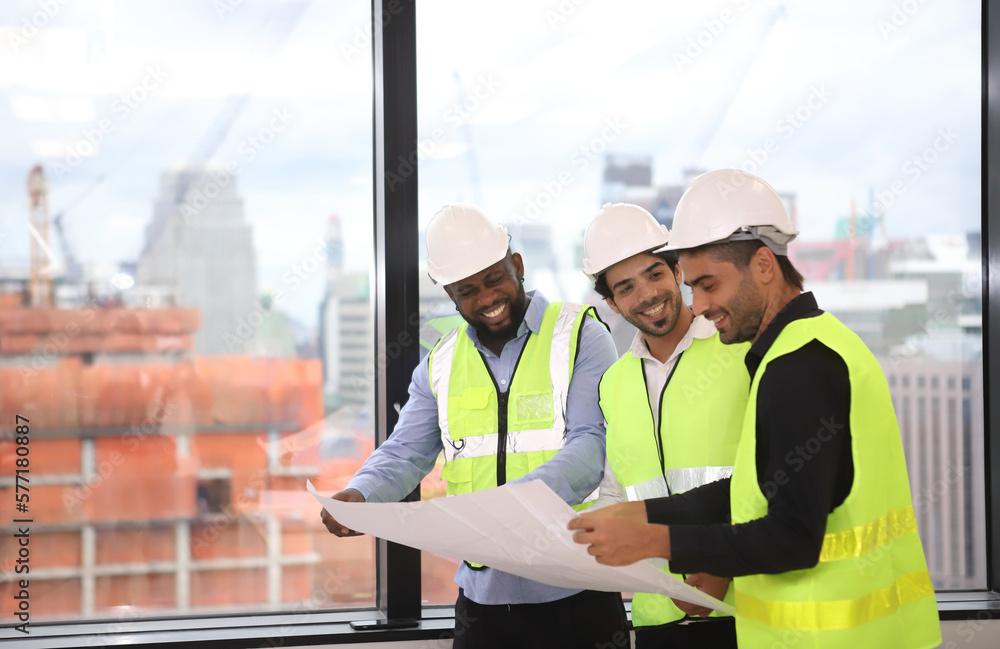 engineer team standing at industry