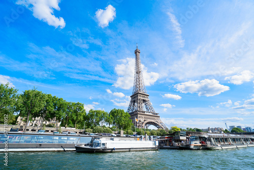 Eiffel Tower and Seine riverbank at summer day, Paris, France © neirfy