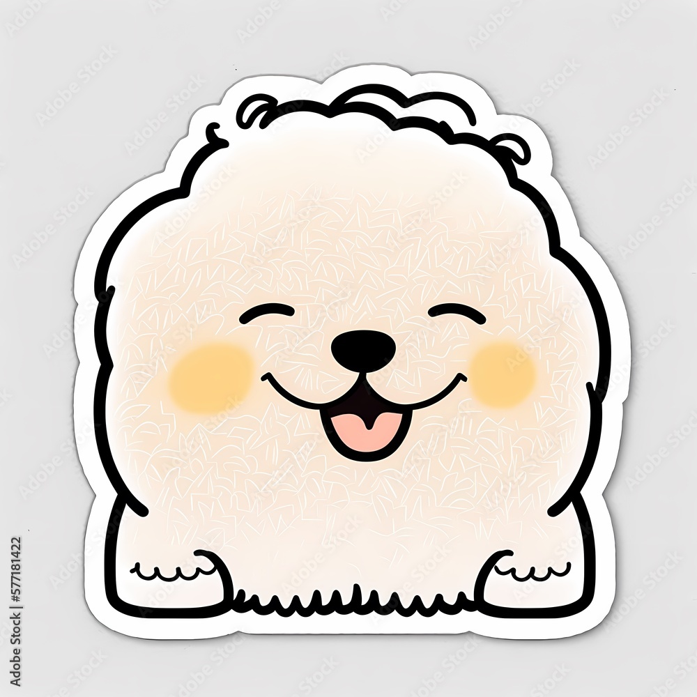 Cute kawaii sticker dog happy smiles - Generative AI Cute kawaii sticker dog happy smiles - Generative AI