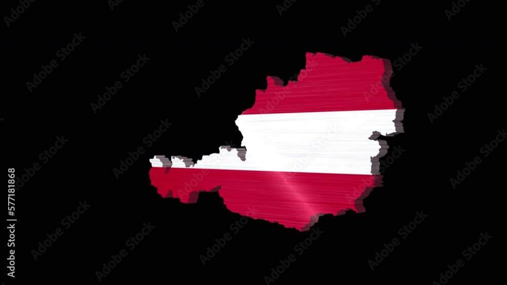 3D animation of Austria map rotating, isolated by alpha channel (transparent background).Austria concept.Austrian flag.Travel to Austria.Seamless loop in full 4K resolution 3D animation of Austria map rotating, isolated by alpha channel (transparent background).Austria concept.Austrian flag.Travel to Austria.Seamless loop in full 4K resolution