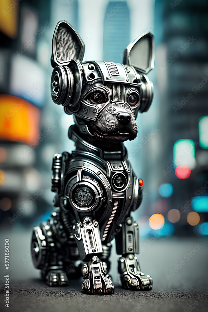 Cyberpunk Dog Portrait | Cyborg Canine posing for the camera | Robot Puppy from the Future | Stylized High Quality Generative AI Cyberpunk Dog Portrait | Cyborg Canine posing for the camera | Robot Puppy from the Future | Stylized High Quality Generative AI