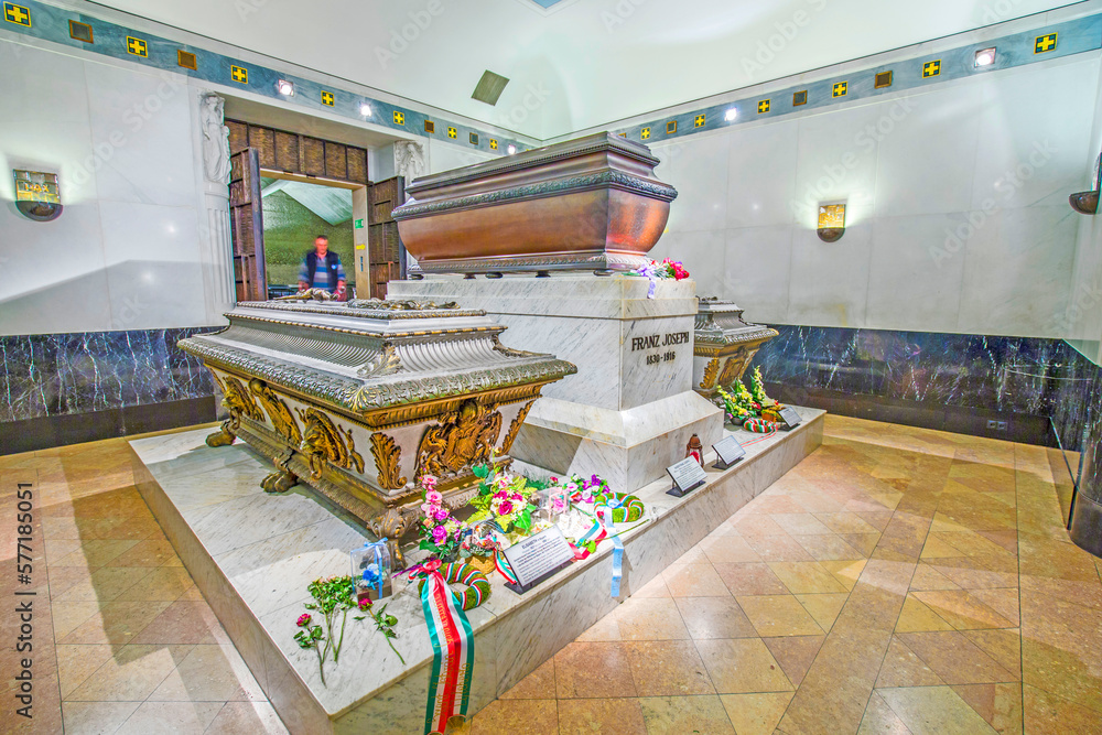 crypt of the Habsburger Queen Elisabeth called Sisi in Vienna Stock