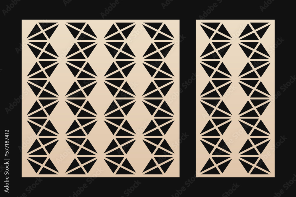 Laser cut patterns. Vector set with abstract geometric grid, lines