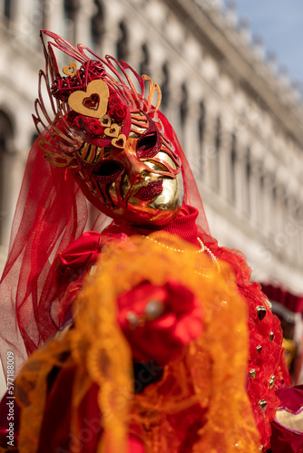 Costumed carnival participants and revellers mingle with tourists, visitors and locals as the carnival weekend gets into full swing in the streets and squares of Venice.