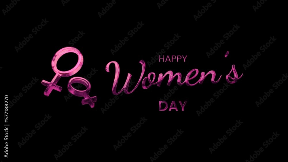 Happy Women's Day text animation with a pop-up pink female symbol and a handwritten effect. 4K video that is appropriate for celebrating International Women's Day. Happy Women's Day text animation with a pop-up pink female symbol and a handwritten effect. 4K video that is appropriate for celebrating International Women's Day.