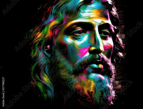 Colorful Jesus with vibrant colors Generative AI Art Illustration