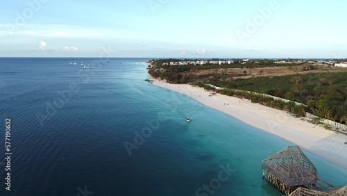 Aerial view of Kendwa and Nungwi beaches on Zanzibar Island, Tanzania