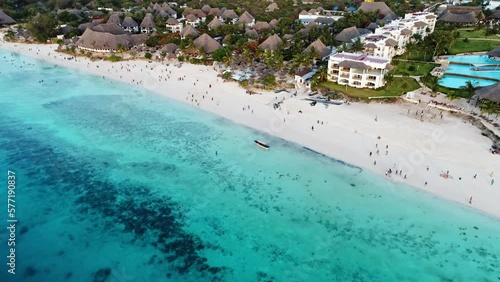 Aerial view of Kendwa and Nungwi beaches on Zanzibar Island, Tanzania