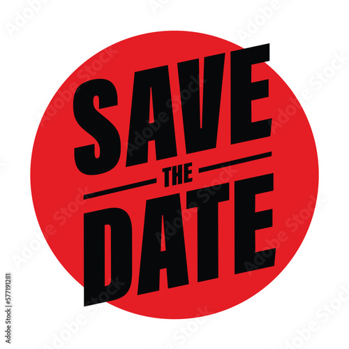 Save the Date label sign red invitation