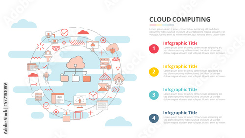 cloud computing concept for infographic template banner with four point list information