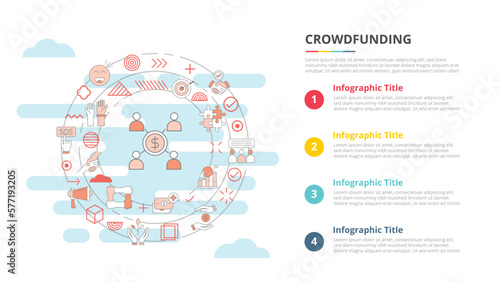 crowdfunding concept for infographic template banner with four point list information