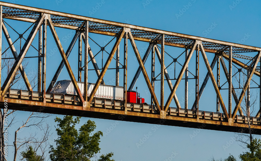 Truck  driving on bridge
