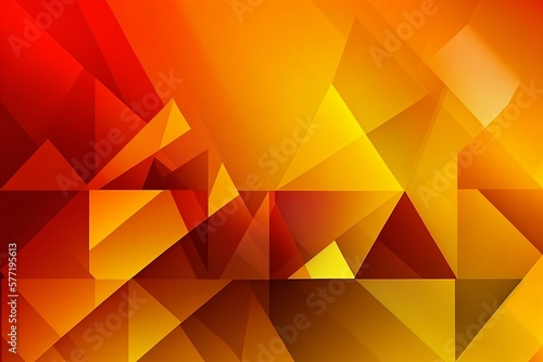 Yellow orange red abstract background. Geometric shapes. Background close up. Geometric shapes. Triangles, squares, stripes, lines. Color gradient. Modern, futuristic. Light dark shades. AI generate