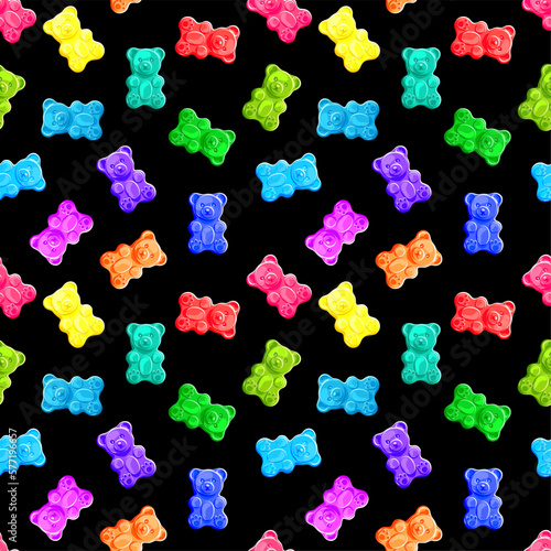 Rainbow gummy bears. Seamless pattern. Texture for fabric, wallpaper, decorative print	
