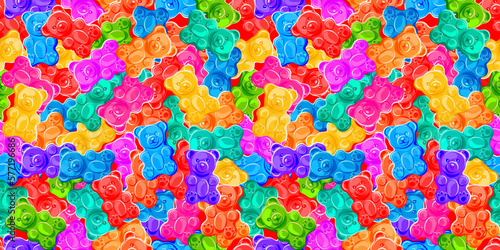 Rainbow gummy bears. Seamless pattern. Texture for fabric, wallpaper, decorative print 