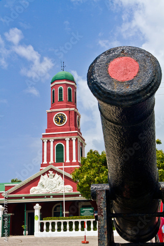 Cannon in front of the Main Guard building, Bridgetown, Barbados.