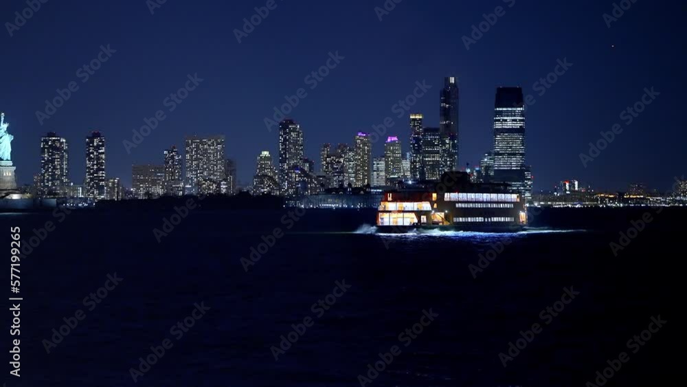 Staten Island Ferry in New York at night - travel photography Staten Island Ferry in New York at night - travel photography
