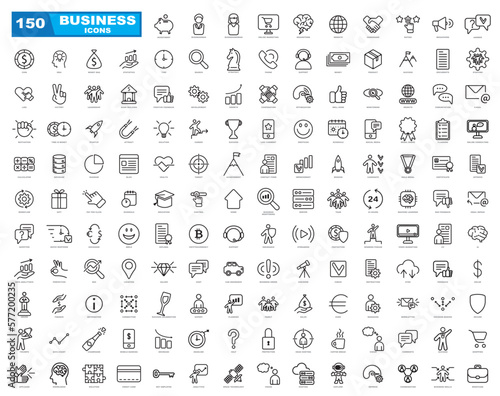 Business and finance outline web icons collection. Perfect for a website.