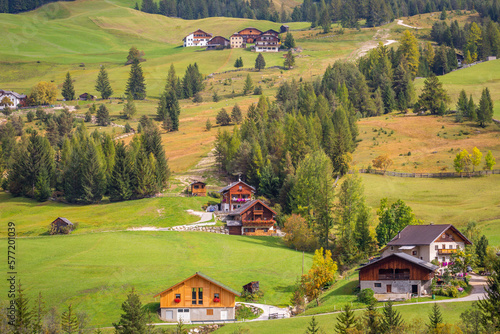 Alpine village in Val di Funes  South Tyrol trentino Alto Adige  Italy