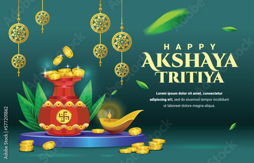 happy akshaya tritiya vector illustration background design. premium vector