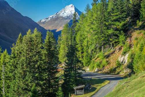 Mountain road in Idyllic alpine landscape of Tyrol, near Innsbruck, Austria