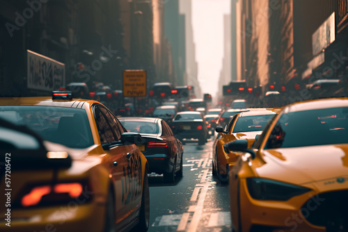 big city rush hour - generative AI photo