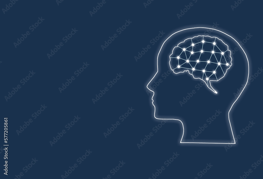 human artificial intelligence head silhouette, creative tech design