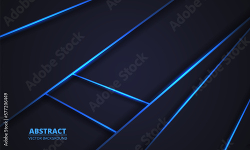 Blue luminous lines and highlights on dark blue background. Dark technology futuristic elegance luxury modern abstract background. Vector illustration