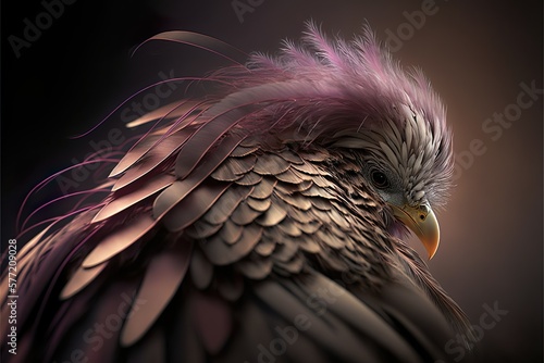 Feathery bird. Generative AI illustration