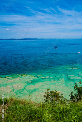 Lake with blue sky and water