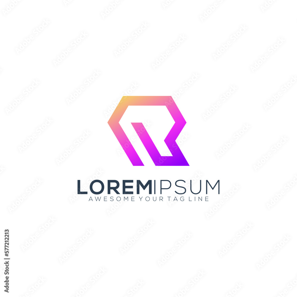 Fototapeta premium modern logo letter R gradient colorful icon
