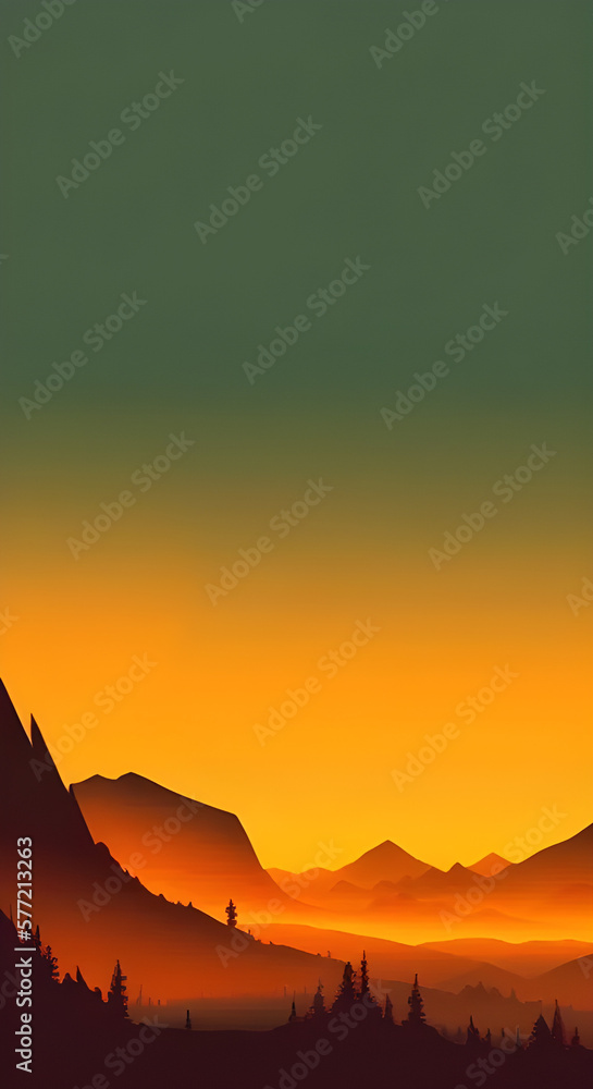 Vertical Graphic Mountain Silhouette Landscape #11