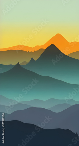 Vertical Graphic Mountain Silhouette Landscape #14