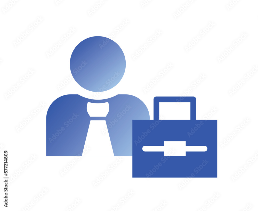 Business related icon. Sticker with entrepreneur with briefcase. Boss, leader or investor in tie. Success and achievement of goals. Cartoon flat vector illustration isolated on white background