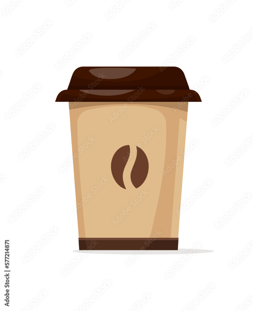 Paper cup for hot drink with Morning coffee espresso arabica in grains ...