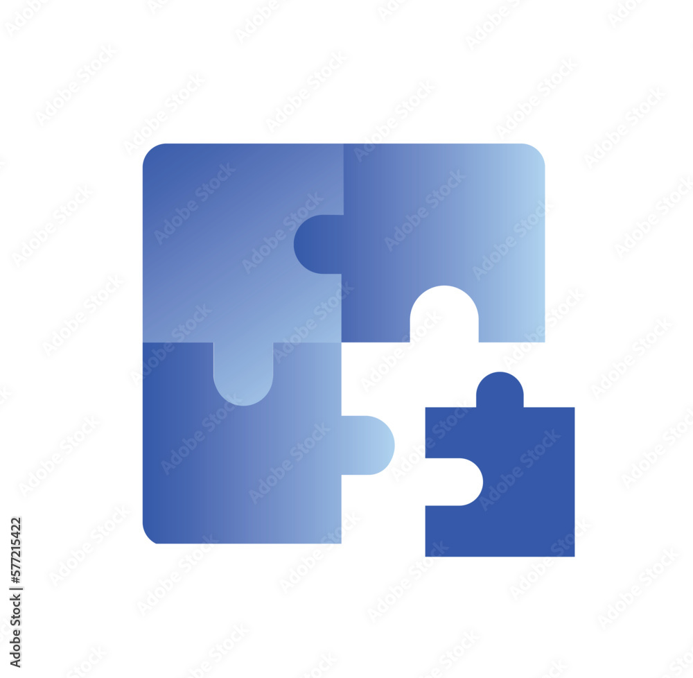 Business related icon. Gradient sticker with jigsaw or puzzle pieces. Metaphor of partnership, teamwork and collaboration. Cartoon flat vector illustration isolated on white background Business related icon. Gradient sticker with jigsaw or puzzle pieces. Metaphor of partnership, teamwork and collaboration. Cartoon flat vector illustration isolated on white background