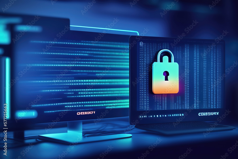 Generative AI: cybersecurity concept, cloud and information Stock ...