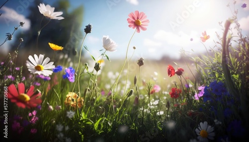 flowers meadow in spring